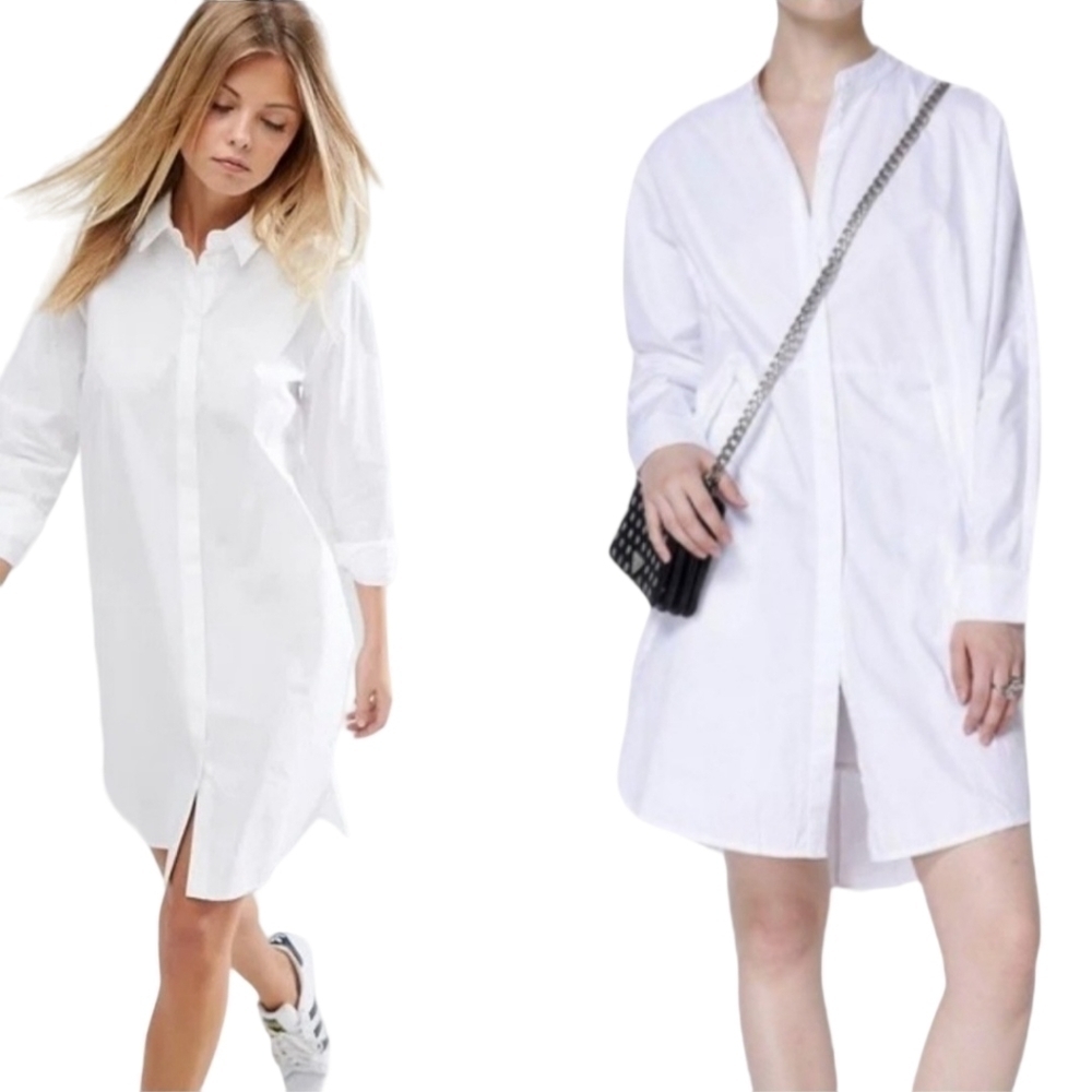 CAARA‎ BOYFRIEND WHITE BUTTON SHIRT DRESS